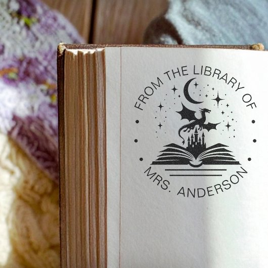 Bloemmaan Kat Boek Bibliotheek Leraar Zelfinktende Stempel