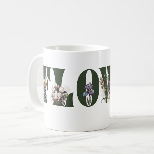 Bloemmaand in bloemen koffiemok (Voorkant links)