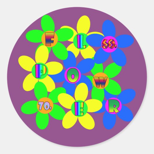 Bloemmacht 60s-70s 2 ronde sticker (Voorkant)