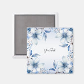 Bloemmagnet met botanische blauwe bloemen magneet (Voorkant / Achterkant)