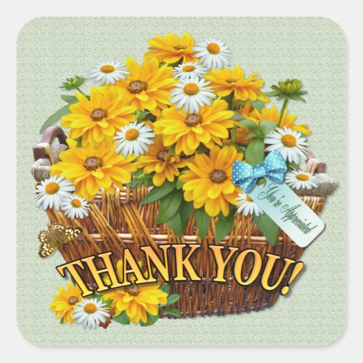 Bloemmand ~ Vierkante Sticker (Voorkant)