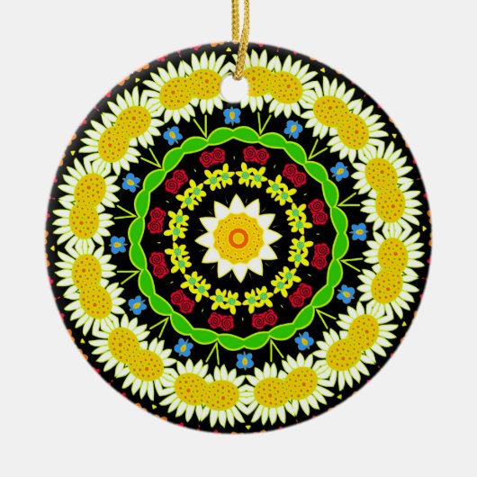 BloemMandala Keramisch Ornament (Voorkant)