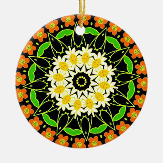 BloemMandala Keramisch Ornament (Voorkant)