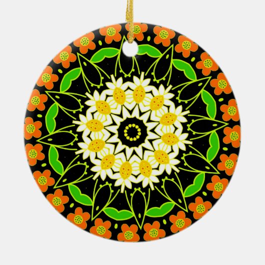 BloemMandala Keramisch Ornament (Achterkant)