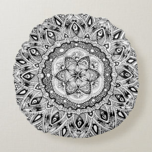 Bloemmandala w/ zaaigoed van leven rond kussen
