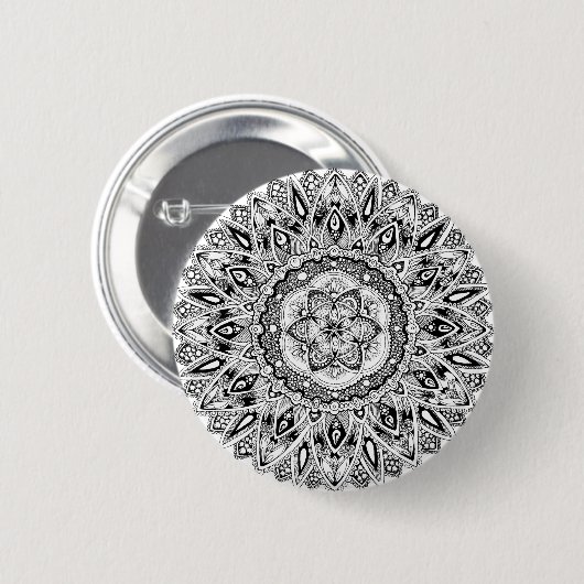 Bloemmandala w/ zaaigoed van leven ronde button 5,7 cm (Voorkant /achterkant)