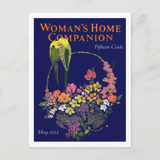 Bloemmandje en vogels uit de jaren 20 briefkaart (Voorkant)