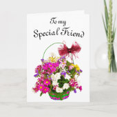 Bloemmandje met Big Red Bow Birthday Kaart (Voorkant)