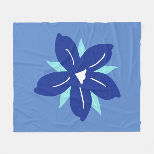 Bloemmarkt afdrukken Mykonos Retro  blauw Fleece Deken (Voorkant (Horizontaal))