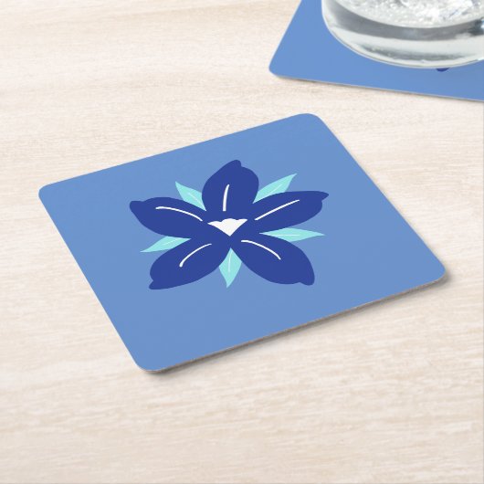 Bloemmarkt afdrukken Mykonos Retro  blauw Kartonnen Onderzetters (Schuin)