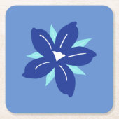 Bloemmarkt afdrukken Mykonos Retro blauw Kartonnen Onderzetters (Voorkant)