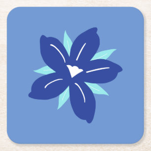 Bloemmarkt afdrukken Mykonos Retro  blauw Kartonnen Onderzetters