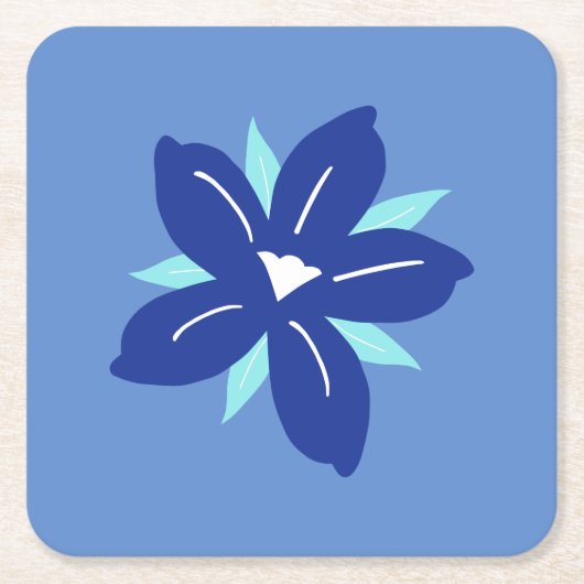 Bloemmarkt afdrukken Mykonos Retro  blauw Kartonnen Onderzetters (Voorkant)