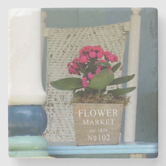 Bloemmarkt bloem - wijngaard van Martha Stenen Onderzetter (Voorkant)