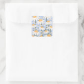 Bloemmarkt Florence Pastel Blue Retro Floral Vierkante Sticker (Tas)