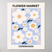 Bloemmarkt Kopenhagen bloemen Witte Blauwe Flore Poster (Voorkant)