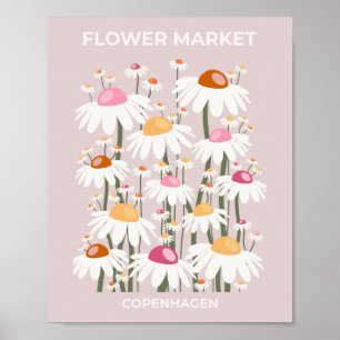 Bloemmarkt Kopenhagen Blush Pink Floral Patroon Poster