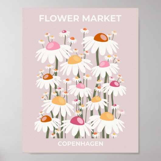 Bloemmarkt Kopenhagen Blush Pink Floral Patroon Poster (Voorkant)