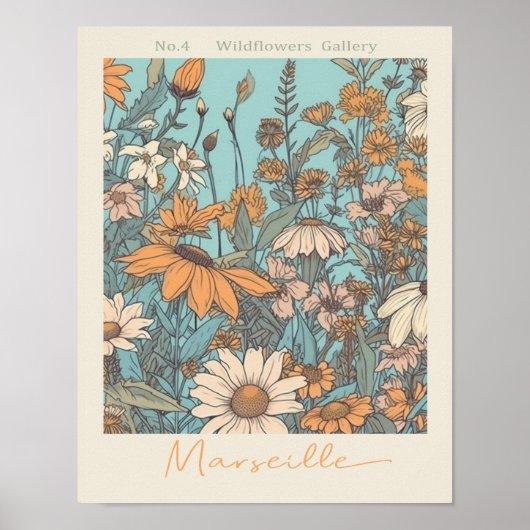 Bloemmarkt Marseille No. 4 Botanisch Poster (Voorkant)
