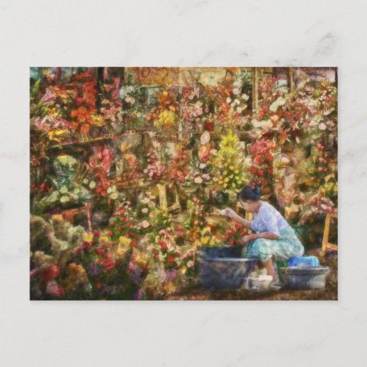 Bloemmarkt New Delhi India Art Briefkaart (Voorkant)