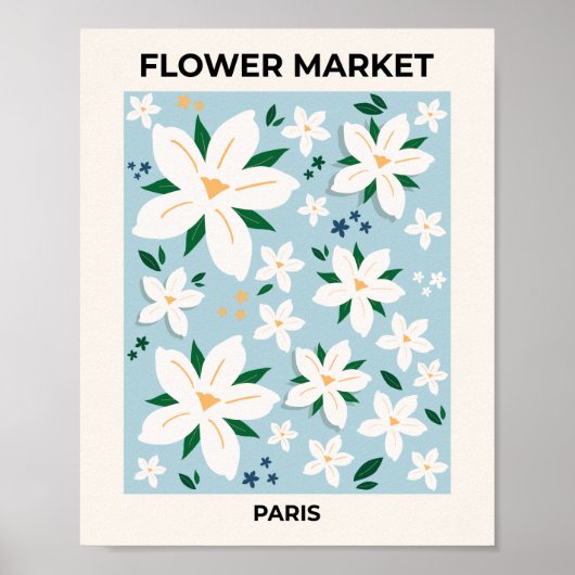 Bloemmarkt Parijs Retro Floral Modern Decor Poster (Voorkant)