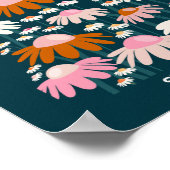 Bloemmarkt Stockholm Navy Blue Retro Floral Poster (Hoek)