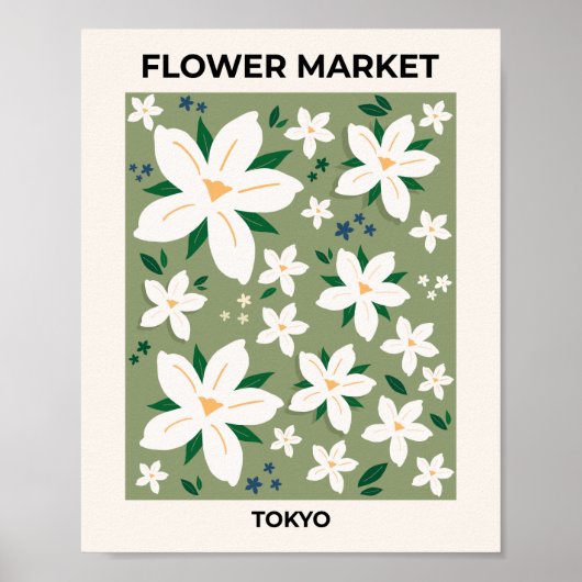 Bloemmarkt Tokio Modern Floral Pattern Decor Poster (Voorkant)