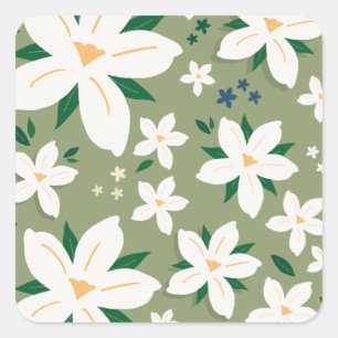 Bloemmarkt Tokio Modern Floral Pattern Decor Vierkante Sticker
