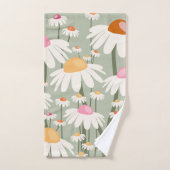 Bloemmarkt Tokio Retro Daisies Sage Green Bad Handdoek (Handdoek)