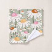 Bloemmarkt Tokio Retro Daisies Sage Green Bad Handdoek (Wasdoekje)