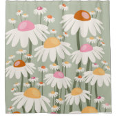 Bloemmarkt Tokio Retro Daisies Sage Green Douchegordijn (Voorkant)