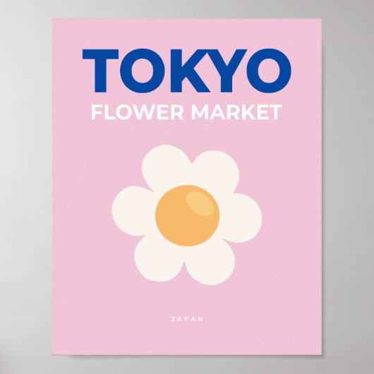 Bloemmarkt Tokio Roze Abstracte Floral Poster (Voorkant)