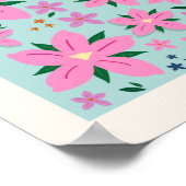 Bloemmarkt voor roze en turquoise Floral Poster (Hoek)