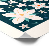 Bloemmarkt Wenen marineblauw crème, witte flora Poster (Hoek)