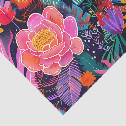 Bloemmaximalisme Bright Flower Tissuepapier (Detail)