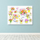 bloemmedley canvas afdruk (Insitu (Houten vloer))