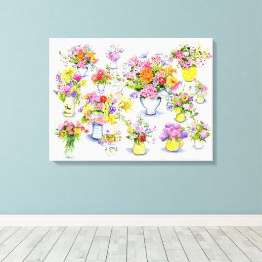 bloemmedley canvas afdruk (Insitu (Houten vloer))