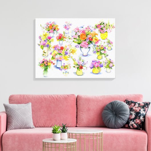 bloemmedley canvas afdruk (Insitu (Woonkamer))