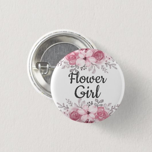 Bloemmeisje Ronde Button 3,2 Cm (Voorkant /achterkant)