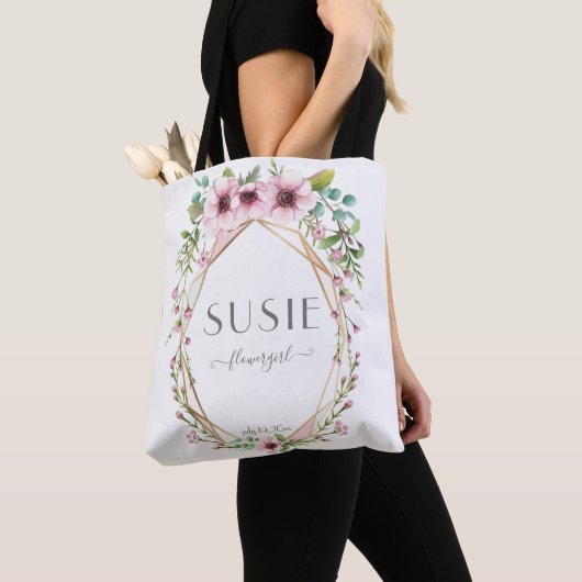 Bloemmeisje roze anemoon bloemen tote bag (Dichtbij)