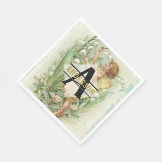 Bloemmelige snufjes  kunstmonogram genaamd servet (Hoek)