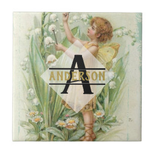 Bloemmelige snufjes kunstmonogram genaamd tegeltje