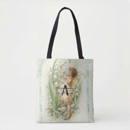 Bloemmelige snufjes kunstmonogram genaamd tote bag (Voorkant)