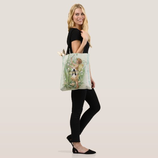 Bloemmelige snufjes kunstmonogram genaamd tote bag (Op model)