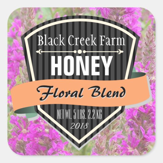 Bloemmengeling Gepersonaliseerde Honingpot Vierkante Sticker (Voorkant)