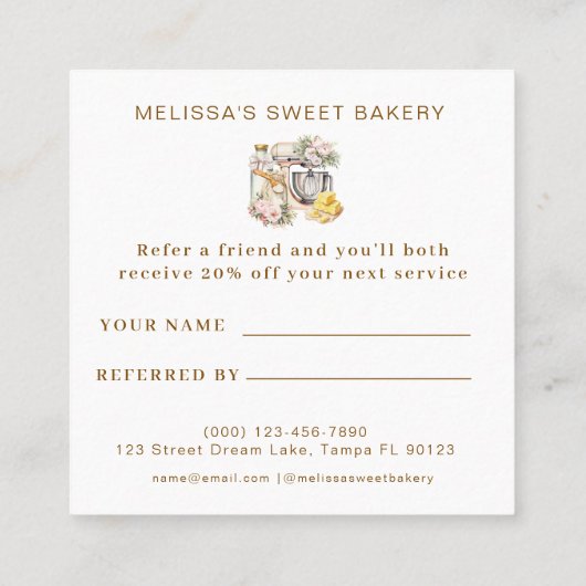 Bloemmenger Bakkerij Koken Verwijs een vriend Aanbevelingskaartje (Achterkant)