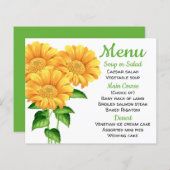 Bloemmenu Gele Zonnebloem Groene Trouwbloem (Voorkant / Achterkant)