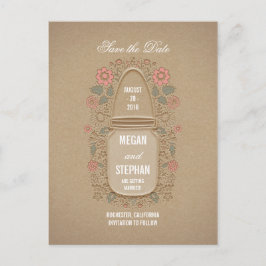 Bloemmetselaar Jar Rustic Save the Date Aankondigingskaart
