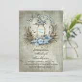 Bloemmetselaar Jar Rustiek Blauw baby shower Kaart (Staand voorkant)