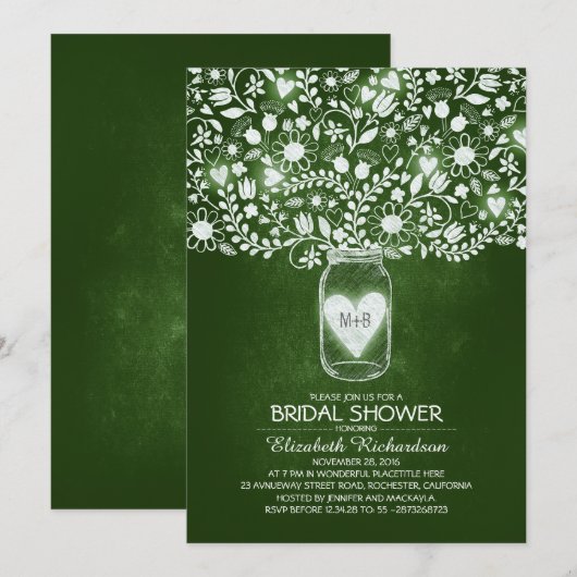 Bloemmetselaar Jar rustiek groen vrijgezellenfeest Kaart (Voorkant / Achterkant)